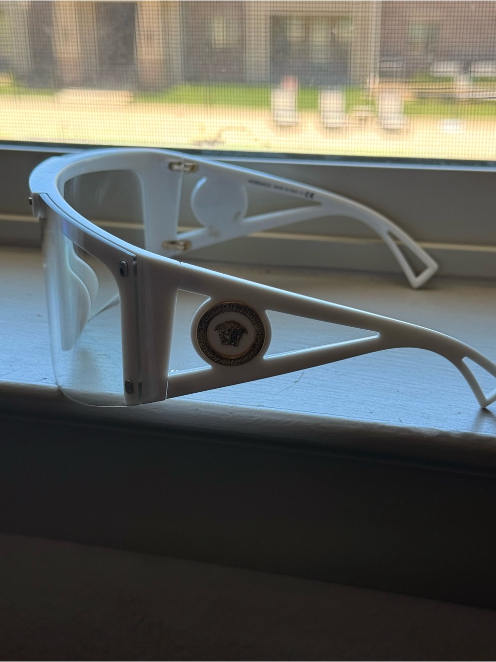 Versace White Shield Visor Sunglasses - Picture 3 of 7